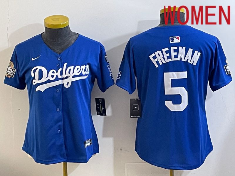 Women Los Angeles Dodgers #5 Freeman Blue Game 2024 Nike MLB Jersey style 11215